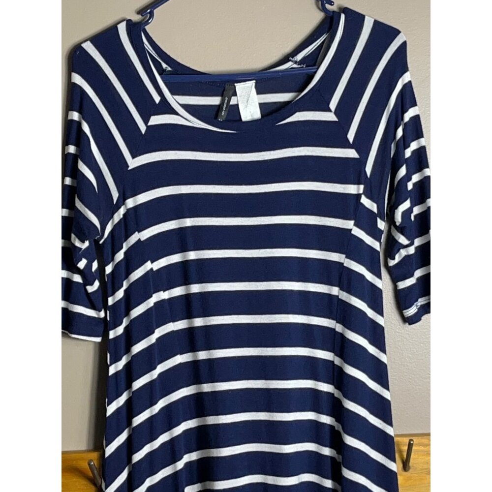 New Directions Dress Blue Stripe Knit Jersey Swing Trapeze Comfort Womens S - Picture 8 of 10